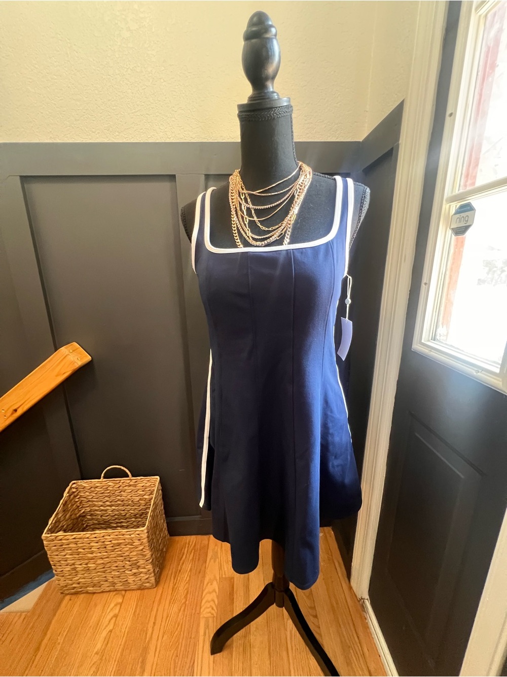 NWT Zella Serene Contrast Sport Dress Navy White Size L - Picture 2 of 10